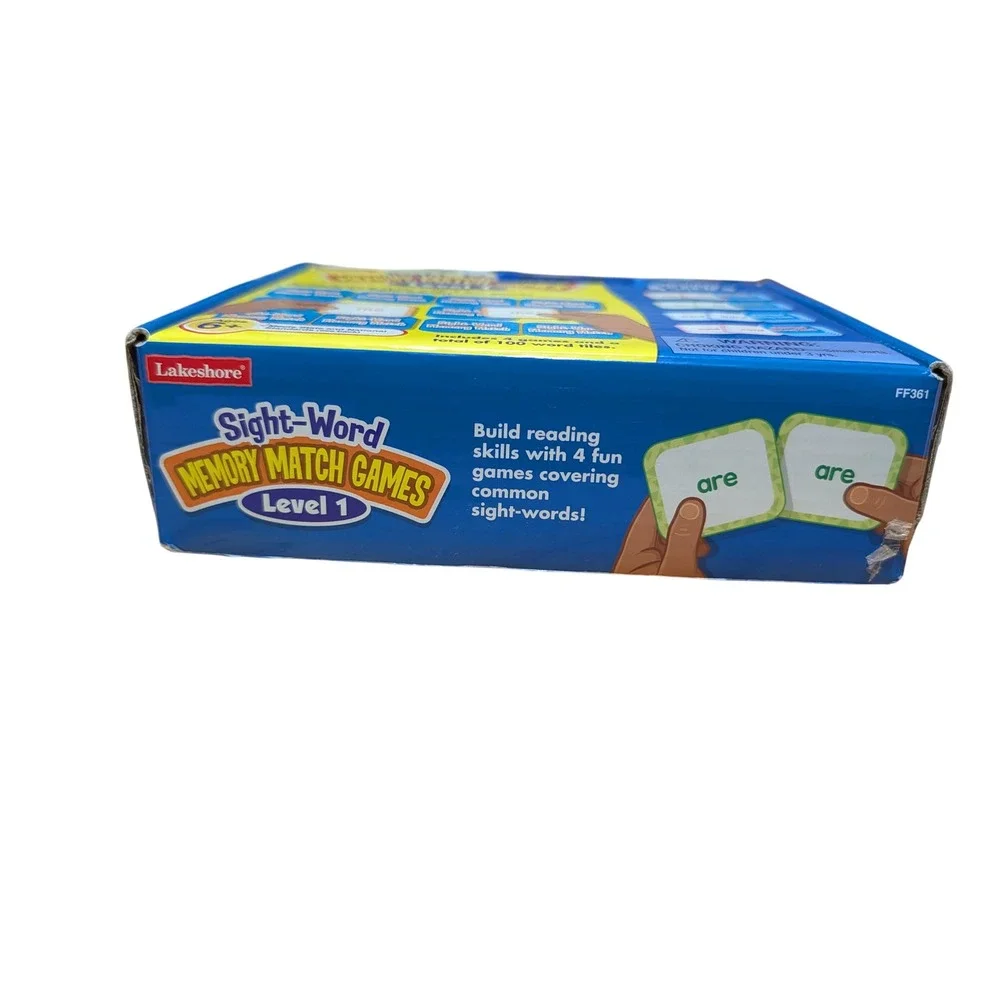 Lakeshore Sight-Word Memory Match Games Kids Level 1 Blue Good 4-in-1 Set FF361